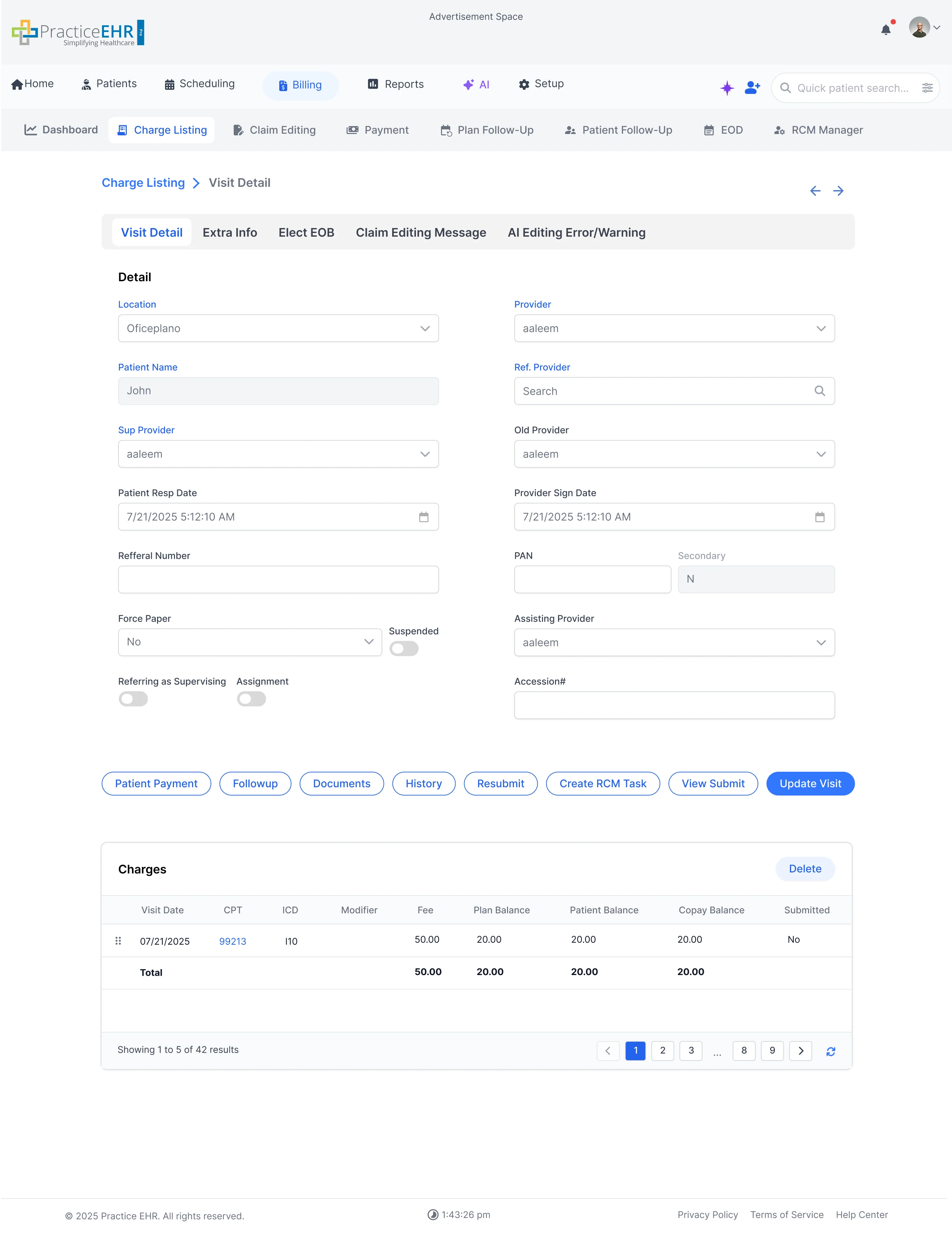 AI Editing Error/Warning on Visit Detail
